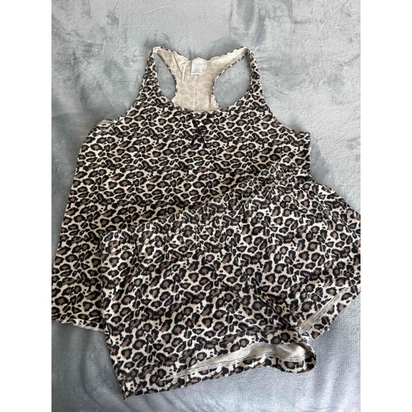 Vintage Calvin Klein Animal Print Halter Crop Top Shorts Two Piece Set Large - Picture 2 of 8
